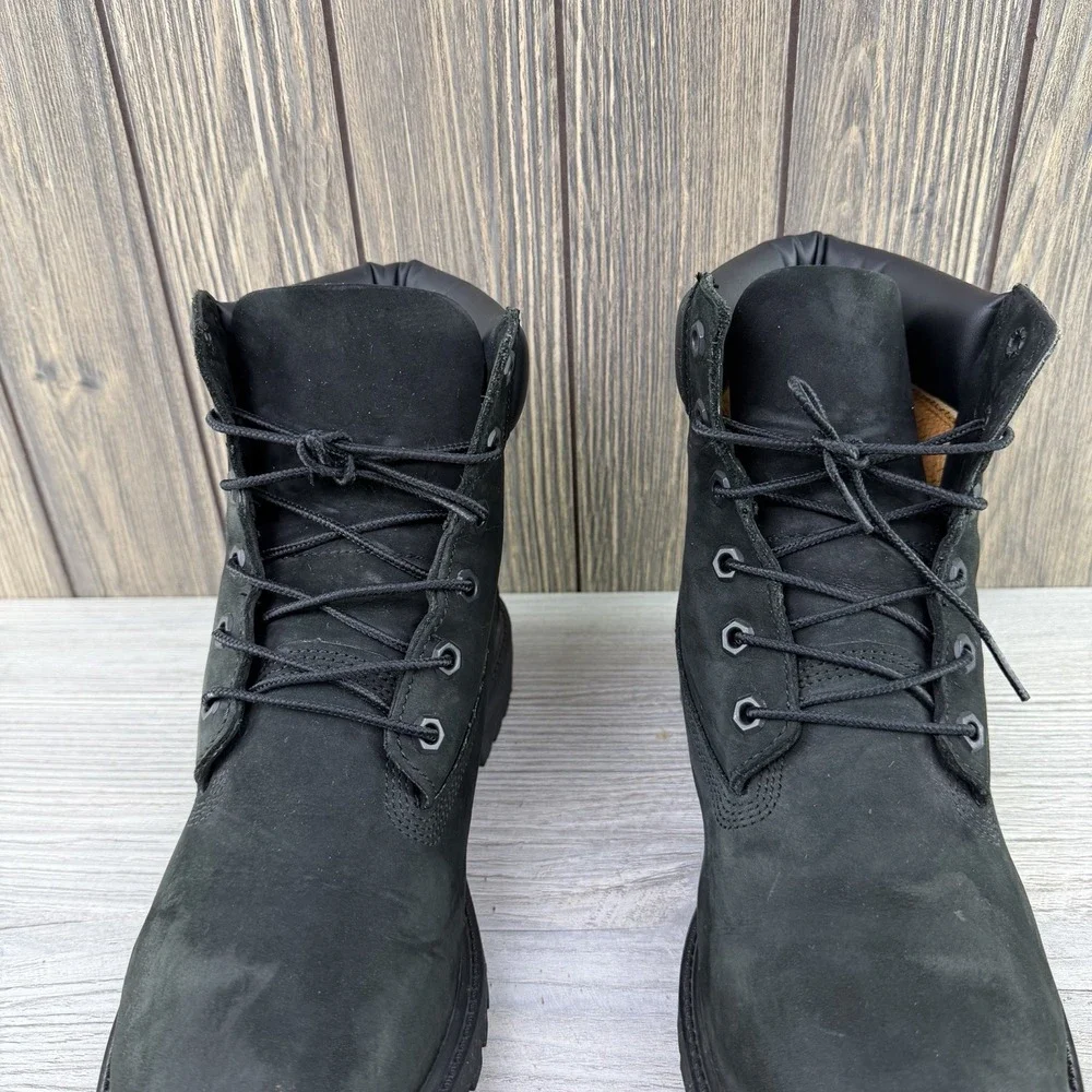 Timberland Junior Size 7 Boots 6-Inch Premium Waterproof Black Nubuck 12907